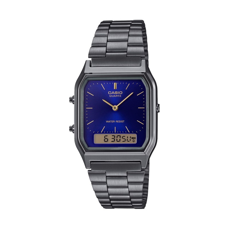 CASIO VINTAGE Mod. EDGY COLLECTION SUNRAY DIAL - GUN METAL NIGHT BLUE AQ-230EGG-2AEF